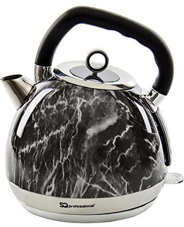 SQ Professional Blitz Sfera Marble Electric Kettles -Easy Pour Spout -Limescale Filter -Auto Shut-Off & Fast Boil -LED Light Indicator -1.8L | 2200W (Marble/Black)