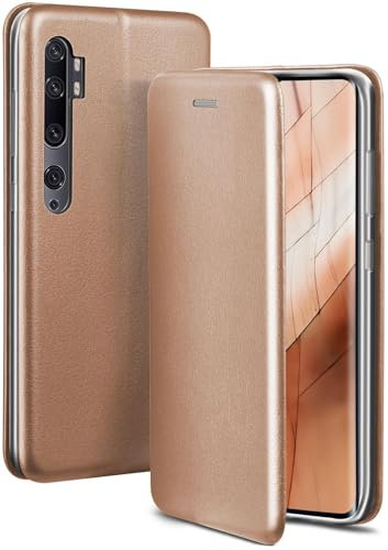 ONEFLOW Business Case für Xiaomi Mi Note 10/Note 10 Pro Handyhülle klappbar mit Standfunktion, Klapphülle Flipcase Cover Dünn, PU Leder Hülle mit Kartenfach, 360 Grad Schutzhülle, Rosegold