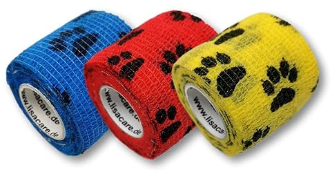 LisaCare 3x Pfotenmodell 5 cm x 4,5 m kohäsive Bandage Kinesiologie