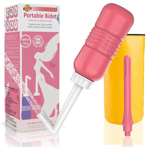 2-in-1 Portable Bidet Vaginal Douche Vaginal Cleaning Kit | Travel Bidet with Water Seal Cap and Bag | Peri Flushing Bottle for Postpartum Care Perineal Recovery and Cleansing