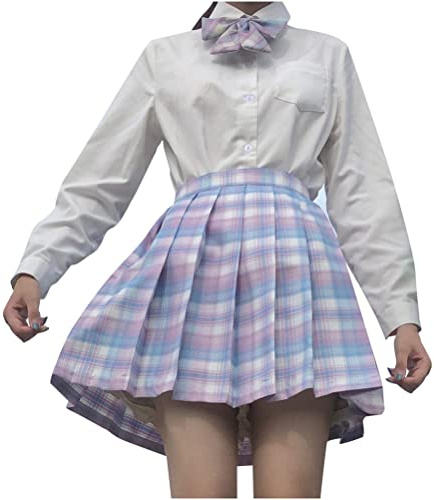 ORANDESIGNE Jupe Plissée Courte Taille Haute pour Femme et Fille JK Jupe Mini à Carreaux Ecole de Tennis Evasée avec Doublure