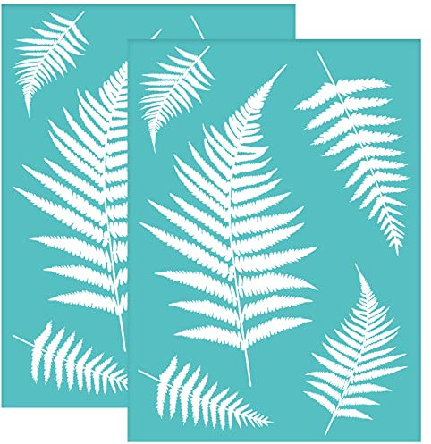 OLYCRAFT 2 Stück Selbstklebende Siebdruck Schablone Blattschablonen Pflanzennetz Transferschablone Wiederverwendbare Siebdruckschablone Zum Malen Auf Holz T Shirt Stoff - 19.5x14cm
