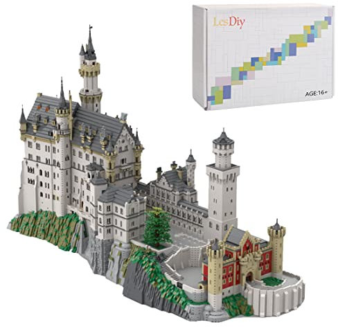 MERK Schloss Neuschwanstein Architektur Modell, MOC-123380 Modular Building Bausteine, 57602 klemmbausteine Kompatibel mit Lego
