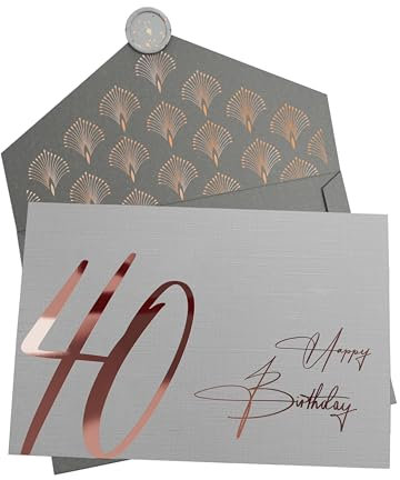 Joli Coon 40 Happy Birthday Klappkarte mit Kuvert und Wachs-Siegel - Geburtstagskarte 40