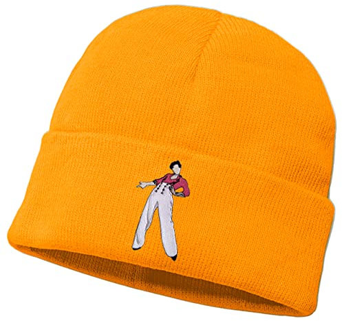 Harry Styles Beanie-Mütze, bestickt, Orange, Orange, One size