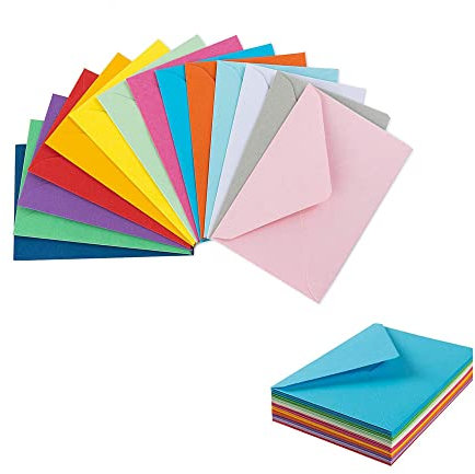 60 Mini-Umschläge, 11,5 x 8,2 cm, mehrfarbig, für Geschenkkarte, Hochzeit, Geburtstag, Partyzubehör (10 Farben)