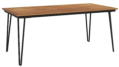 vidaXL Gartentisch, Garten Esstisch mit Haarnadel-Beinen, Terrassentisch Rechteckig, Gartenmöbel Tisch, Industrie-Stil, 180x90x75cm Akazie Massivholz