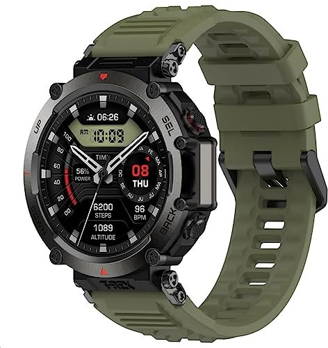 GIOPUEY Cinturini Compatibile con Amazfit T-Rex Ultra, Morbido Silicone Cinturino [Resistente all'Usura] [Traspirante] - Army Green