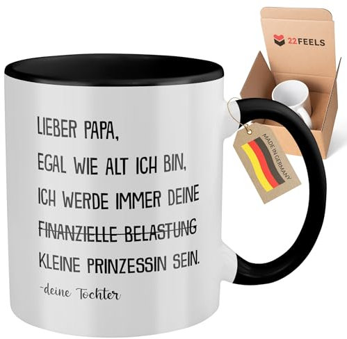 22Feels Vater Tochter Tasse, Papa Geschenk zum Vatertag von Kind, Geburtstag, Kaffeetasse für Männer, Haferl (Zweifarbig Weiss-Schwarz)