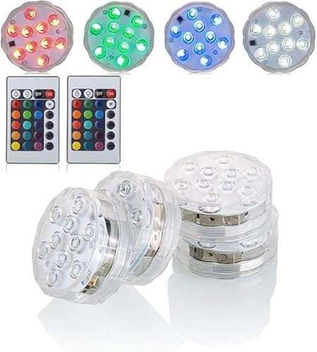 Afoosoo Multicolor Fernbedienung RGB LED-Unterwasserbeleuchtung,Wasserdichte Farbwechsel LED Magic Light für Vase Base,Floral, Aquarium,Teich,Hochzeit (4pieces-flower)