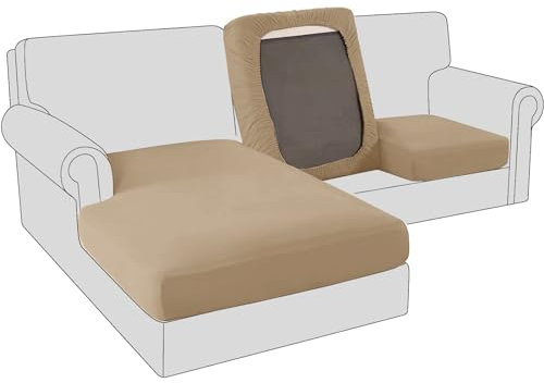 Sofa Sitzkissenbezug, Samt Stretch Bezug für Sofa Sitzkissen, Elastische Couchüberzüge, Sofasitzbezug Schonbezug Ersatz für einzelne Kissen (1-Sitzer,Sand)