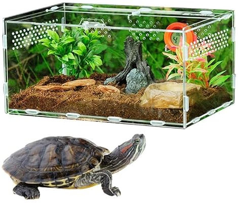 JIERUYI Acryl Terrarium Acryl Reptilien Futterbox Allround 360 Grad Transparent Träger für Haustier Spinnen Skorpione Hörner Frösche