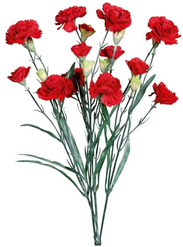 matches21 Schöne Nelke Kunstblume aus Kunststoff - künstliche Blume für Hochzeit Deko in rot - Hübscher Kunstblumenstrauß wie echt 50 cm