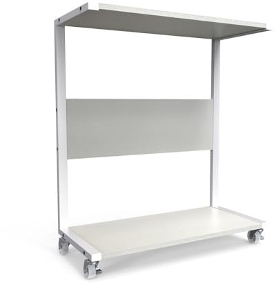 360Tronics Computer Tower Stand, Upgrade 2-Tier Extra Large Gaming ATX-Case Storage CPU Holder Cart with Rolling Wheels, Mobile PC Standing Table for Home and Office, White