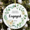 2023 Our First Christmas Engaged Ornament, 7,6 cm piatto cerchio ornamento natalizio con design elegante ornamenti per albero di Natale appeso ricordo di festa, fidanzamento coppia di sposi regali di