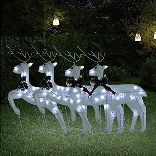 ARKEM Rentiere 4 STK. Weiß 80 s Weihnachtsbeleuchtung AußEn Figuren Rentier Outdoor