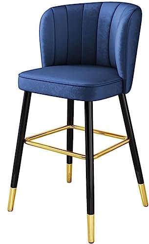 Barhocker Bar Stühle Barstuhl Moderne Gepolsterte Barhocker, Barhocker Mit Rückenlehne, Barhocker Aus Samt Für Die Küchentheke Barsessel Barstühle (Color : Blu, Size : 75cm Sitting Height)