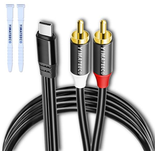 YIMATEECO USB C to RCA Audio Cable, USB Type-C to 2 RCA Male Stereo Audio Converter Y Splitter Cable for Phone 15/15 Plus,Tablet, Galaxy S24/S23/S22 Home Theater Amplifier DVD TV Speaker(1M/3.3FT)