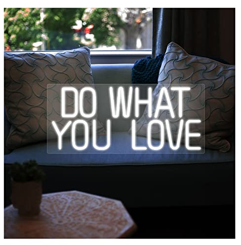 Neon Sign Do What You Love Neon Sign,Custom Handmade Visual Bar Wall Light Up Sign Neon Decor (Red 60x25cm) (White 60x25cm)