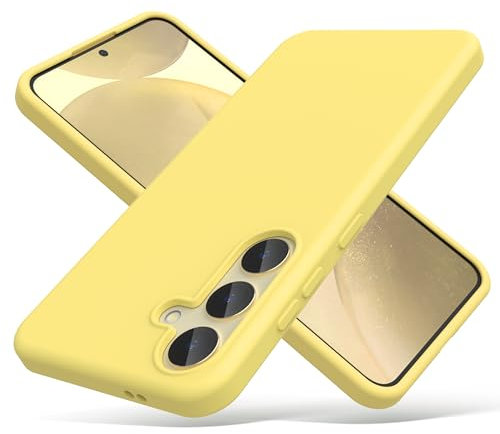 ULAK Liquid Silikon Hülle für Samsung S24, Silikonhülle 3 in 1 Dünne Schutzhülle Bumper Handyhülle Stoßfest Phone Case für Samsung Galaxy S24 6,2 Zoll - Gelb