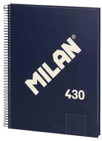 MILAN® Cuaderno A4 con tapa dura, cuadrícula 5x5mm, 80 hojas, papel de 95 gr/m², serie 1918, azul