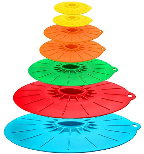 Fivetwofive 7 Fundas de Microondas Resistentes Al - Tapas de Silicona de Varios TamañOs para Tazas, Tazones, Platos, Ollas, Sartenes, Sartenes, Horno