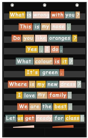 ANSTROUT 10+2 Pockets Standard Pocket Chart, 10 Clear Pockets Words Chart with 2 Extra Storage Pocket for Classroom Home Office Use,Large Size:45”x 28” Letter Cards,Words and Sentence Strips.