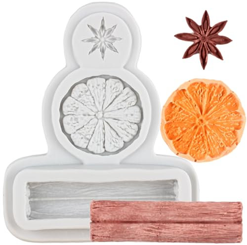 MINFEIDMS Moule en silicone pour épices d'hiver, tranche de citron, étoile, anis, mandarine, fondant, pour décoration de gâteaux, cupcakes, bonbons, chocolat, pâte à sucre, argile polymère