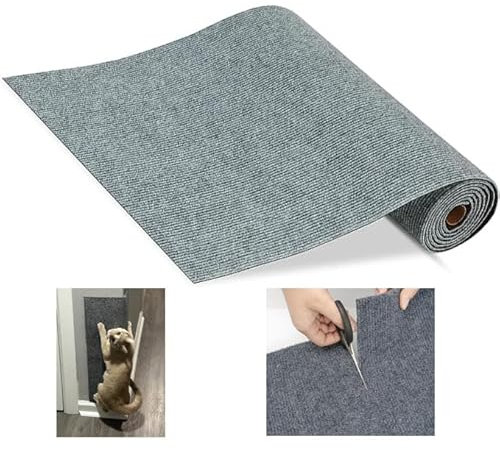 WUZILIN (Hellgrau, 30 * 100cm 1Pack) Katzen-Kratzmatte, Wand-Kratzer – vielseitige, Selbstklebende Alternative. Einfache Verwendung für Bäume, Wände, Möbel, Kratzbäume und zum Couch-Schutz.
