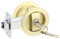 PATIKIL Round Recessed Door Lock with Keys, Pocket Door Lock Invisible Hardware Privacy Sliding Door Lock for Bathroom Bedroom Barn Door for 1-3/8 to 2 Thickness Door, Gold