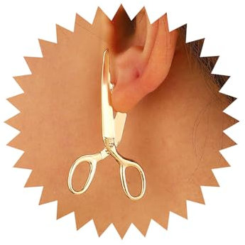Tseenyi Punk -Scherenstollen Ohrringe Goldschere Ohrringe Vintage Barber Ohrring Lustige Schere Friseurstollen Schere Ohr Jacke Ohrring