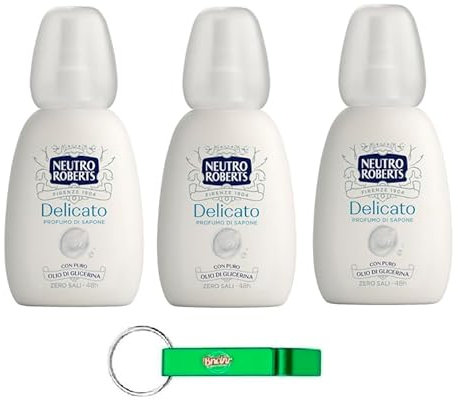 3x Neutro Roberts Delicato Deodorante Vapo No Gas - Deo Vapo mit Seifenduft,0% Aluminiumsalze,0% Flecken,75ml + Beni Culinari Kostenloser Schlüsselanhänger