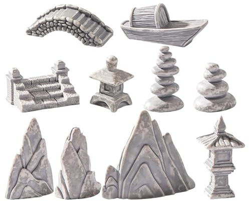 VANZACK Miniatur-Feengarten-Zubehör 10 Stück Mini-Brücke Pagode Bergfiguren Zen-Landschaft Im Chinesischen Stil Set Für DIY-Bastelarbeiten Mikro-Gartenlandschaft Bonsai-Dekoration