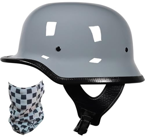 Retro Motorrad Halbhelme Brain-Cap, Deutscher Stil Halbschale Helm, Jethelme ECE-Zertifizierung Halbhelm Männern und Frauen Open Face Helm für Scooter Moped Cruiser Motorrad