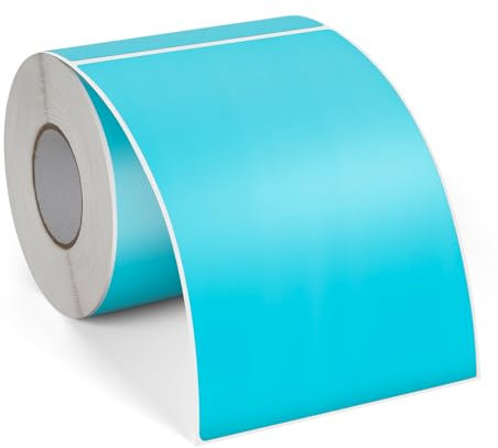 FINDAT Blau Thermo-Etiketten 100 x 150 mm Vinyl Rolle Selbstklebende Versandetiketten Wasserdichtes Rechteck Drucker Thermo-Aufkleber für Adress Barcode Büro Logo Design 250 Stück