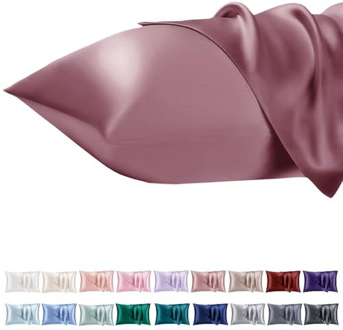 Vielit 2er Set Satin Kissnbezug 50x70 mit Zip,Weich wie EIN Silk Pillowcase,wie Seidenkissenbezug Geeignet für Curly Haar,Satin Kopfkissenbezug Kissenbezüge Rosa Kissenhülle