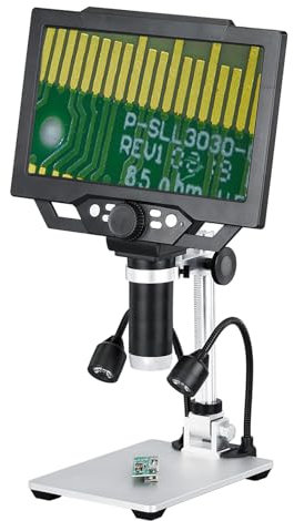 LCD-Digitalmikroskop, 9-Zoll-LCD-Mikroskoplupe 12MP 1600-fache Vergrößerung 1080P USB-LCD-Mikroskop für Pflanzen, Felsen, Leiterplatten