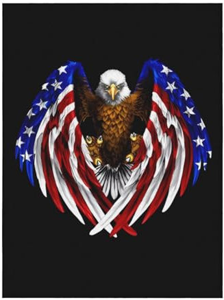 YYHWHJDE Superweiche Decke mit USA-Flagge, patriotisches Adlermuster, hochwertig, 152,4 x 127 cm, leicht, warm, langlebig, geeignet für Bett, Sofa