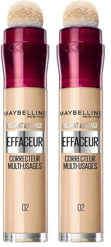 Maybelline New York - Anti-cernes/Correcteur Fluide - Instant Anti-Age L’Effaceur - Teinte : Beige Nu (02) - 6,8 ml (Lot de 2)