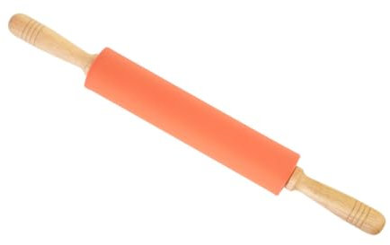 Ciieeo 10 Inch Embossed Rolling Pin Non-Stick Silicone Wood Handle Pastry Wheel Baking Tools Rolling Stick Roller Random Style