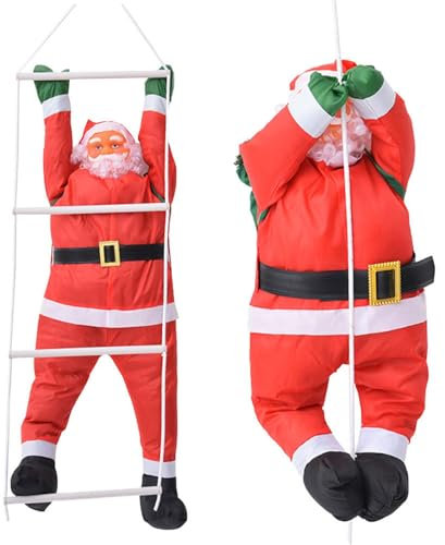 60CM Klettern Strickleiter Weihnachtsmann | Klettern Auf Strickleiter - Weihnachtsmann Dekorationen - Weihnachtsschmuck Outdoor Weihnachtsmann Puppe Anhänger