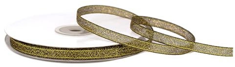 Lurexband 6mm x 32m Rolle Braun Gold - Netzband mit Glitzer Effekt - Dekoband zum Basteln & Dekorieren - Schleifenband für Hochzeit Weihnachten Geburtstag - Geschenkband Weihnachtsband