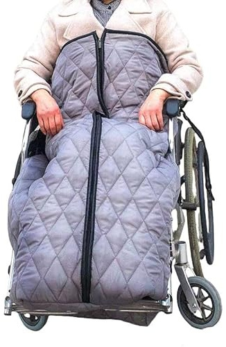 Verdickte Winter-Decke für Rollstuhl, winddicht, mit Fleece gefüttert, gemütlicher Beinschutz mit Reißverschluss, für Bein, Unterkörper, warm für ältere Patienten und Behinderte (Grau)