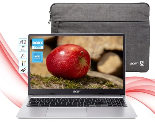 Acer Chromebook 315 avec système d'exploitation Gemini AI chromé | affichage HD de 15,6 pouces, 4 Go de RAM, SSD de 128 Go, 128 cartes et SSD portable de 128 Go, processeur Intel Pentium 4 cœurs,