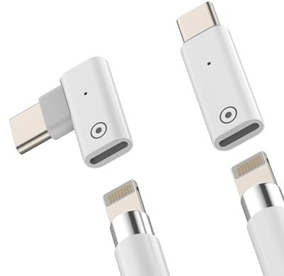 Adaptador Lightning hembra a USB C macho para iPhone Pencil Charger (juego de 2) para iPad Lápiz de repuesto Generación 1ª Mina Generación Pen Certificado para Apple MFi Cable Accesorio