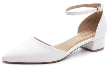 DREAM PAIRS Women's Low Heel Pointed Toe Flats | Pointed toe, Closed toe, 1.38 heel, Block heel, Latex insole, Comfortable fit, Ankle strap, Non-slip sole