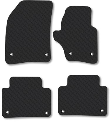 Porsche Cayenne (2003-2010) Heavy Duty Thick Rubber Car Mats Accessories Tailored Fit Front Rear Set Compatible Accessory Waterproof Durable Non-Slip 5mm Full Coverage Protection with Clips