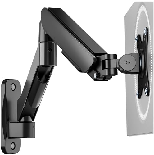 monTEK Supporto da parete per monitor singolo per schermi piatti/curvi da 17 a 32, supporta fino a 9 kg, braccio per monitor meccanico regolabile con movimento completo, montaggio a parete VESA 75 x