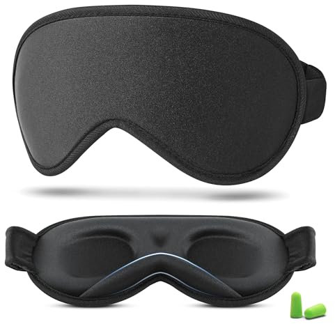 ZQQO Ultra-Leichte Schlafmaske mit 3D-Augenmulde & Atmungsaktiv – Perfekte Schlafbrille für Seitenschläfer, Reisen und Tiefschlaf als Flugzeug & Reise Gadgets(Schwarz, Verstellbar, 0.066lb)​