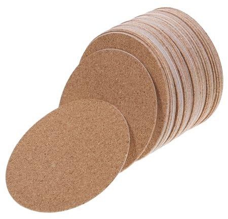 Mobestech Feuilles De Liège Artisanales - 50 Pièces De Carreaux De Liège Ronds Autocollants Pour Murs Décoratifs